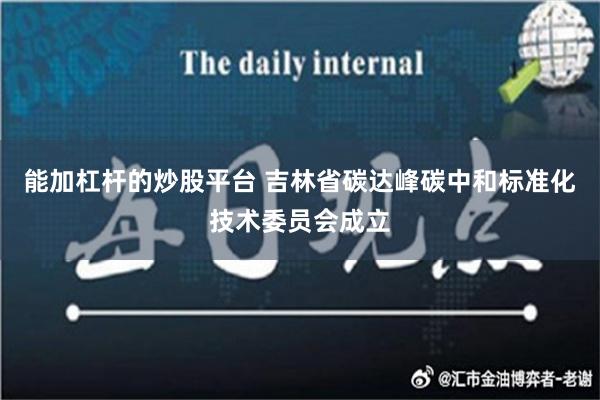 能加杠杆的炒股平台 吉林省碳达峰碳中和标准化技术委员会成立